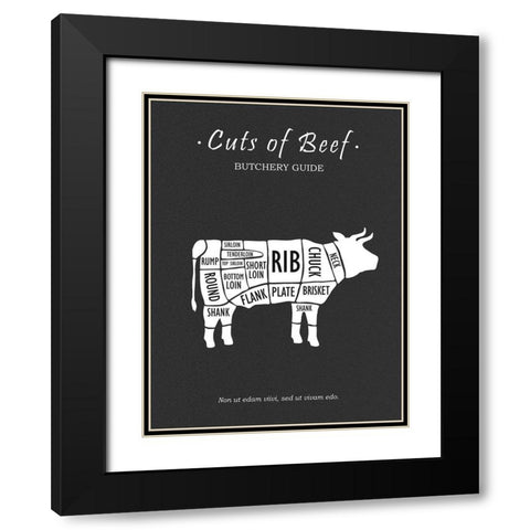 Butchery Beef Black Modern Wood Framed Art Print with Double Matting by Rogan, Mark