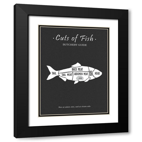 Butchery Fish Black Modern Wood Framed Art Print with Double Matting by Rogan, Mark