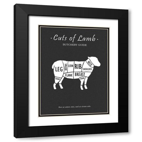 Butchery Lamb Black Modern Wood Framed Art Print with Double Matting by Rogan, Mark