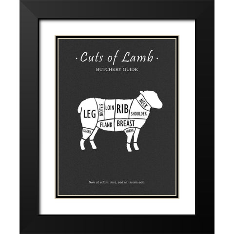 Butchery Lamb Black Modern Wood Framed Art Print with Double Matting by Rogan, Mark