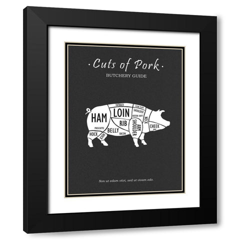 Butchery Pork Black Modern Wood Framed Art Print with Double Matting by Rogan, Mark