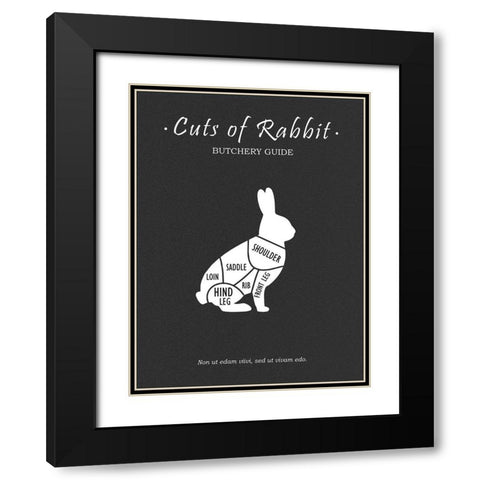 Butchery Rabit Black Modern Wood Framed Art Print with Double Matting by Rogan, Mark
