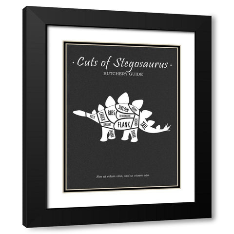 Butchery Stegasaurus Black Modern Wood Framed Art Print with Double Matting by Rogan, Mark