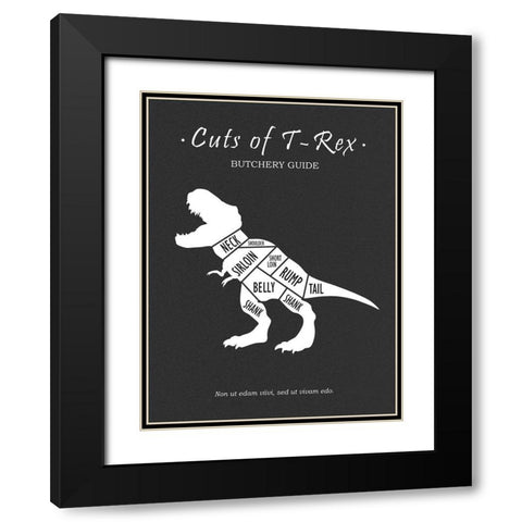 Butchery T-Rex Black Modern Wood Framed Art Print with Double Matting by Rogan, Mark