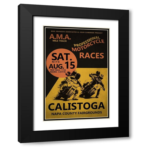 Calistoga Motorcycle Races Black Modern Wood Framed Art Print with Double Matting by Rogan, Mark