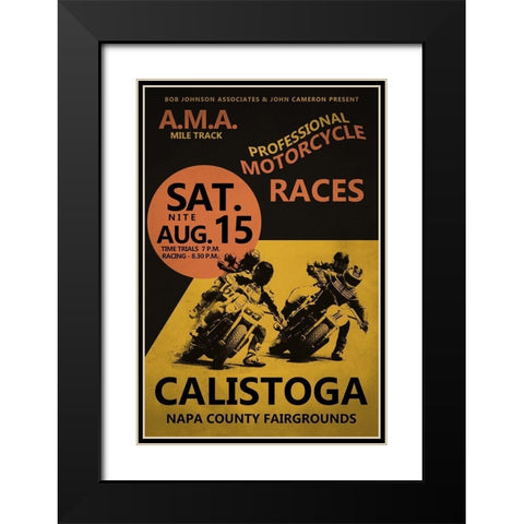 Calistoga Motorcycle Races Black Modern Wood Framed Art Print with Double Matting by Rogan, Mark