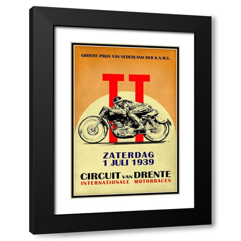 Circuit van Drente TT 1939 Black Modern Wood Framed Art Print with Double Matting by Rogan, Mark