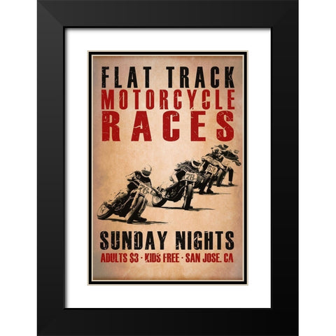 Flat Track Racers Black Modern Wood Framed Art Print with Double Matting by Rogan, Mark