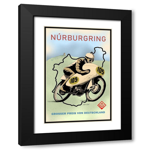 Nurburgring Motor Racing 1949 Black Modern Wood Framed Art Print with Double Matting by Rogan, Mark