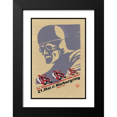Nurburgring Vintage Racing  Black Modern Wood Framed Art Print with Double Matting by Rogan, Mark