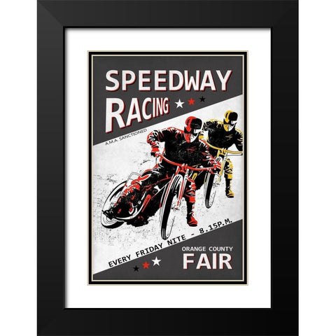 Speedway Racing OC Fair Black Modern Wood Framed Art Print with Double Matting by Rogan, Mark
