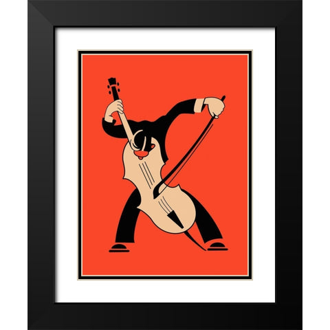 The Cello  Black Modern Wood Framed Art Print with Double Matting by Rogan, Mark