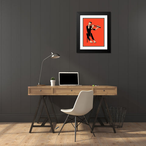 The Flute  Black Modern Wood Framed Art Print with Double Matting by Rogan, Mark