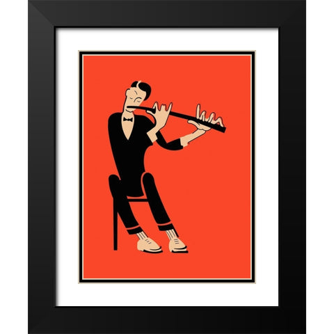 The Flute  Black Modern Wood Framed Art Print with Double Matting by Rogan, Mark