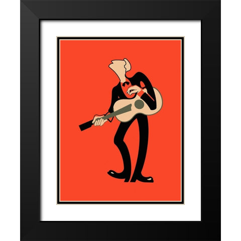 The Guitar  Black Modern Wood Framed Art Print with Double Matting by Rogan, Mark