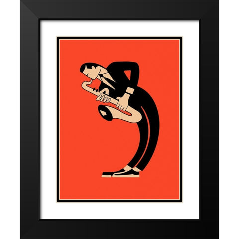 The Saxophone  Black Modern Wood Framed Art Print with Double Matting by Rogan, Mark