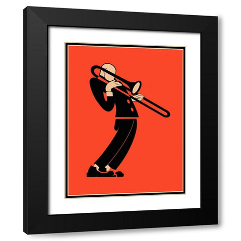 The Trombone  Black Modern Wood Framed Art Print with Double Matting by Rogan, Mark