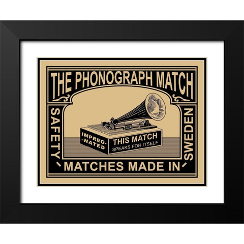 Phonograph Match Black Modern Wood Framed Art Print with Double Matting by Rogan, Mark
