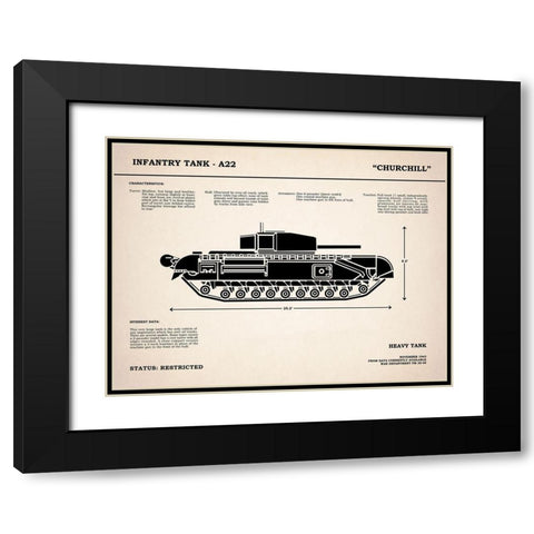 Churchill A22 Tank Black Modern Wood Framed Art Print with Double Matting by Rogan, Mark