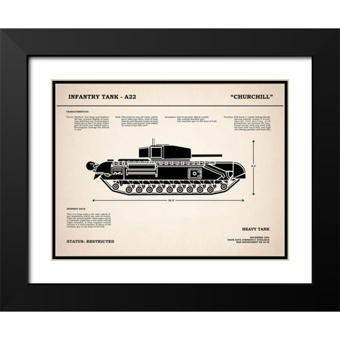 Churchill A22 Tank Black Modern Wood Framed Art Print with Double Matting by Rogan, Mark