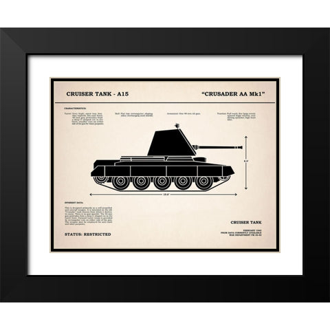 Crusader A15 Tank Black Modern Wood Framed Art Print with Double Matting by Rogan, Mark