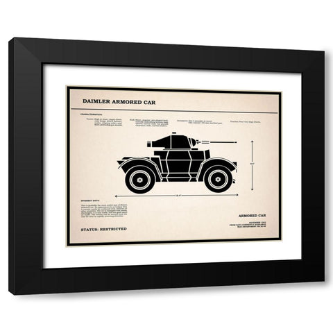 Daimler Armored Car Black Modern Wood Framed Art Print with Double Matting by Rogan, Mark