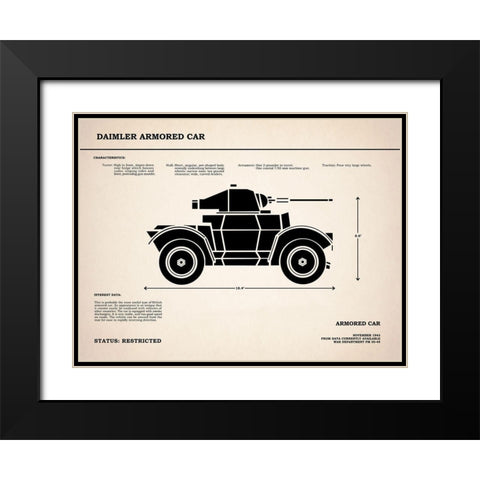 Daimler Armored Car Black Modern Wood Framed Art Print with Double Matting by Rogan, Mark