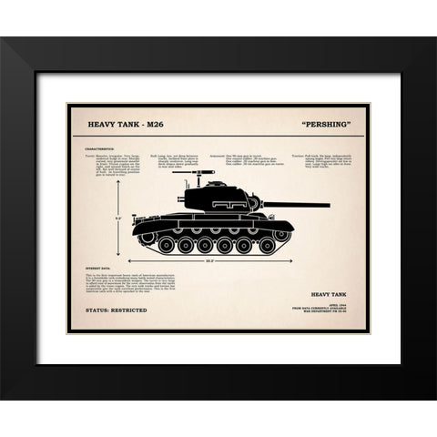 M26 Pershing Tank Black Modern Wood Framed Art Print with Double Matting by Rogan, Mark