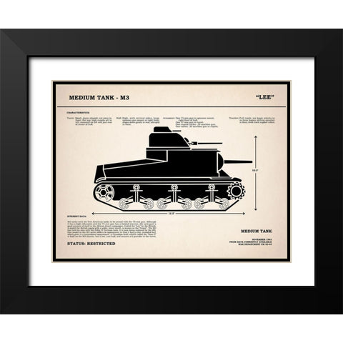 M3 Lee Tank Black Modern Wood Framed Art Print with Double Matting by Rogan, Mark