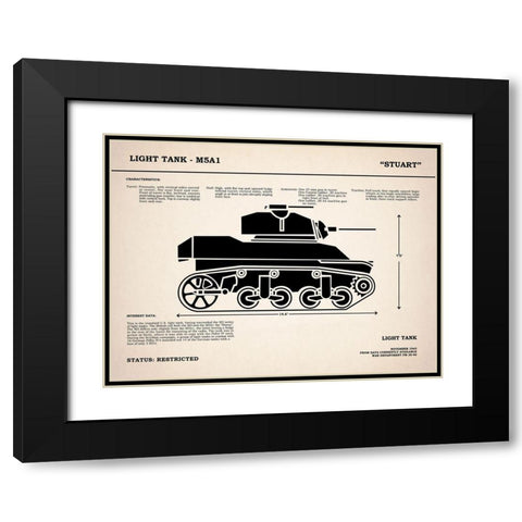 M5A1 Light Tank Black Modern Wood Framed Art Print with Double Matting by Rogan, Mark