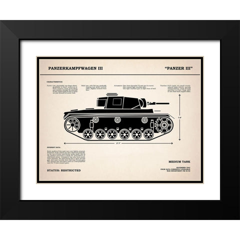 Panzer III Tank Black Modern Wood Framed Art Print with Double Matting by Rogan, Mark