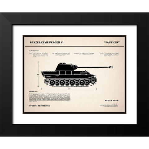 Panzer V Panther Tank Black Modern Wood Framed Art Print with Double Matting by Rogan, Mark