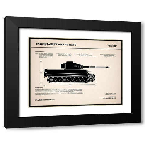 Tiger Tank Black Modern Wood Framed Art Print with Double Matting by Rogan, Mark