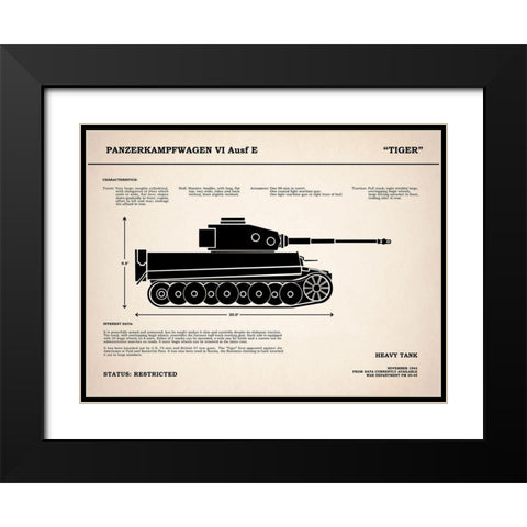 Tiger Tank Black Modern Wood Framed Art Print with Double Matting by Rogan, Mark