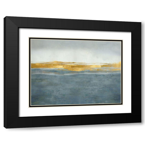 Linear Gold on Azure Black Modern Wood Framed Art Print with Double Matting by Messina, Jake