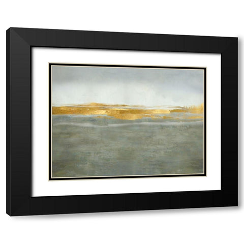 Linear Gold on Gray Black Modern Wood Framed Art Print with Double Matting by Messina, Jake
