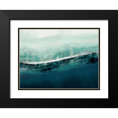 Flowing Cerulian Black Modern Wood Framed Art Print with Double Matting by Messina, Jake