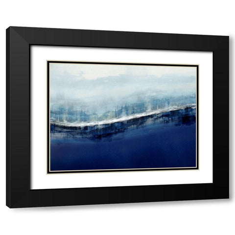 Flowing Indigo Black Modern Wood Framed Art Print with Double Matting by Messina, Jake