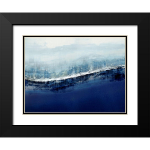 Flowing Indigo Black Modern Wood Framed Art Print with Double Matting by Messina, Jake