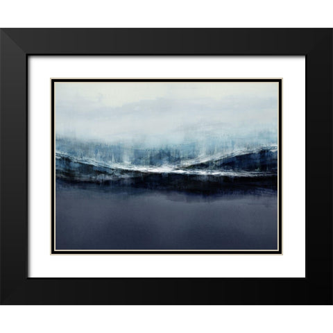 Ascending Blue Black Modern Wood Framed Art Print with Double Matting by Messina, Jake
