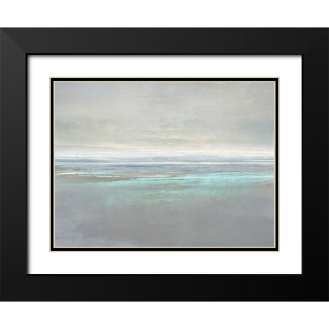 Aqua Reflection Black Modern Wood Framed Art Print with Double Matting by Messina, Jake
