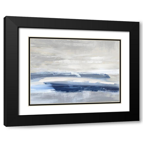 Unify Blue I Black Modern Wood Framed Art Print with Double Matting by Messina, Jake