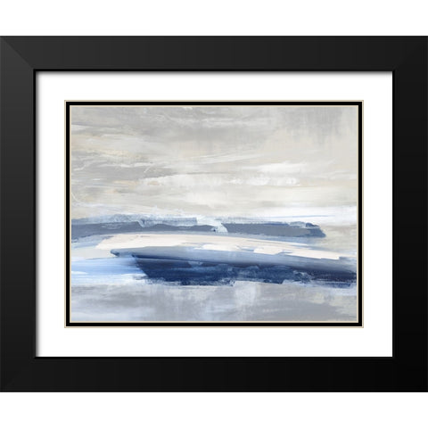Unify Blue I Black Modern Wood Framed Art Print with Double Matting by Messina, Jake