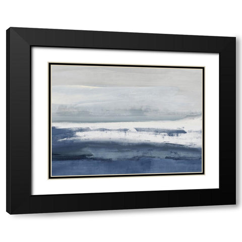 Vista Indigo Blue Black Modern Wood Framed Art Print with Double Matting by Messina, Jake