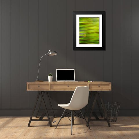 Abstract green flora Black Modern Wood Framed Art Print with Double Matting by Plank, Savanah