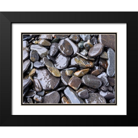 Beach rock detail Black Modern Wood Framed Art Print with Double Matting by Plank, Savanah