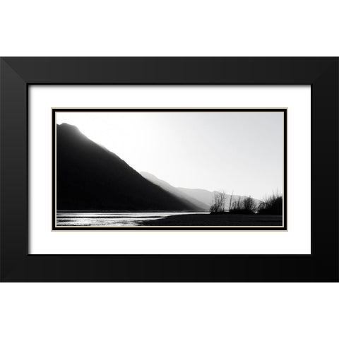 BandW glacial river Black Modern Wood Framed Art Print with Double Matting by Plank, Savanah