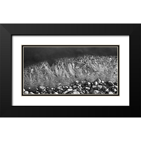 Frozen Rivers Edge Black Modern Wood Framed Art Print with Double Matting by Plank, Savanah