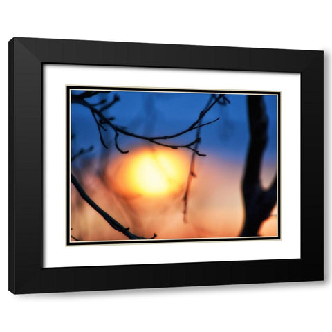 Abstract Sunset Black Modern Wood Framed Art Print with Double Matting by Plank, Savanah
