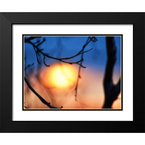 Abstract Sunset Black Modern Wood Framed Art Print with Double Matting by Plank, Savanah